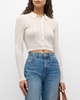 Lottie Silk Cotton Pointelle-Knit Crop Top