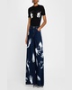 High-Rise Handprint Wide-Leg Jeans