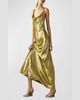 Sleeveless Cowl-Neck Metallic Maxi Dress