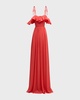 Ruffle Off-The-Shoulder Silk Georgette Gown