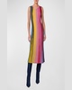 Reverse Rainbow Knit Sleeveless Midi Dress