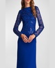 A-Line Sequin Lace & Crepe Gown