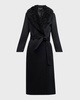 Cashmere-Blend Long Belted Wrap Coat with Shearling Collar