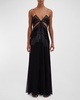 Encased Lace Cutout Silk Cami Gown