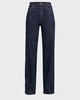 Francine Topstitched High-Rise Straight-Leg Pants