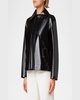 Carabine-Hook Lacquered Faux Leather Jacket