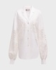 Lace-Inset Button-Down Shirt