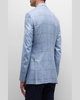 Men's Windowpane Single-Breasted Blazer Jacket