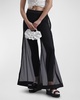 Castille High-Rise Wide-Leg Mesh Pants