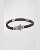 18K White Gold Braided Leather Bracelet