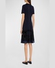 Blaine Velvet Embroidered Short-Sleeve Dress