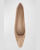 Cecile Leather Bow Ballerina Pumps