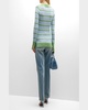 Raya Stripe Knit Button-Front Sweater