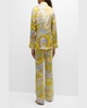 Lila Landscape-Print Silk Satin Pajama Set