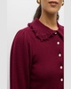 Kalila Cashmere Knit Cropped Ruffle-Collar Cardigan