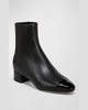 Cecile Cap-Toe Zip Leather Booties