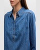 Cambrie Denim Half-Button Shirt 