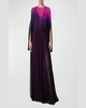 Long-Sleeve Sheer Silk Georgette Gown