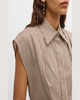 The Gabi Button-Front Shirt with Pleated Shoulder Detail