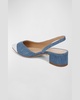 Cecile Denim Leather Slingback Ballerina Pumps