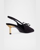 Suede Bow Kitten Slingback Pumps