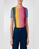 Merino Wool Reverse Rainbow Ribbed Knit Top