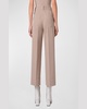 Chiara High-Rise Cotton-Blend Seersucker Wide-Leg Ankle Pants