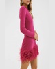 Bahira Ostrich-Feather Hem Mini Dress