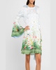 Beam Garden-Print Flare-Sleeve Dress