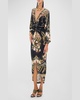 Long Split Front-Twist Floral Midi Dress