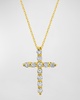 18K Gold 11-Stone Shared Prong Round Diamond Cross 16" Necklace, 1.50tcw