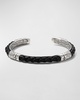 Men's Cassiopeia Sterling Silver & Leather Cuff Bracelet