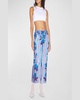 Flower Body Morphing Print Jersey Maxi Skirt