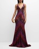 Plunging Sequined Cowl Backless Gown