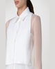 Cotton-Bib Silk Organza Button-Down Blouse With Tank Top