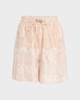 Perth Woodblock Botanic-Print Silk Pull-On Bermuda Shorts