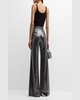 Sandra High-Rise Wide-Leg Sequin Pants