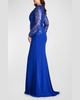 Plus Size Sequin Embroidered Crepe Trumpet Gown