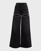 High-Rise Crystal Slit Wide-Leg Jeans