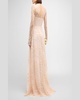 Lace Embellished Gown with Cascading Sleeves