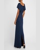 Paillette Knit Off-The-Shoulder Gown