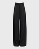 Faux-Fur Trim Pleated Wide-Leg Trousers