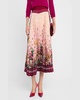 Uni Garden-Print Pleated Midi Skirt