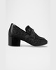 Flaneur Lace Leather Heeled Loafers