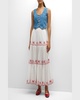 Jemila Embroidered Organic Cotton Tiered Maxi Skirt