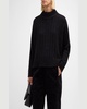 Fluffy Ribbed Mock-Neck Sweater