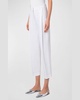 Flori Pleated Straight-Leg Ankle Linen Pants