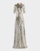 Turtleneck Sequined Zip Gown