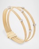 18K Gold Masai 3-Strand Coil Bracelet With Diamond Stations