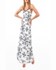 Kelly Printed Lambskin Leather Detailed Maxi Dress